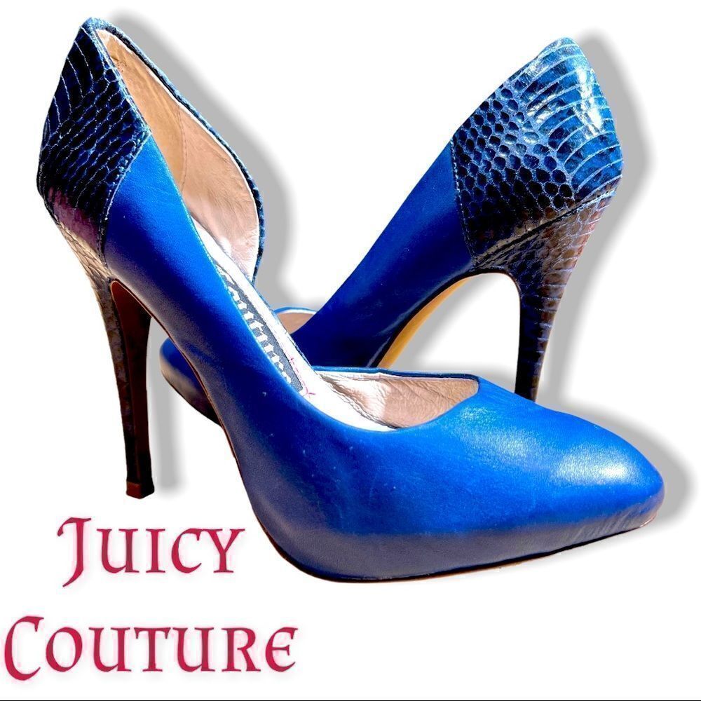 Juicy Couture Blue Pumps Women's Heels Size 6.5 M Closed Round Toe Shoes
